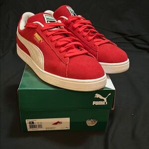 Puma Men's Red Suede Sneakers
